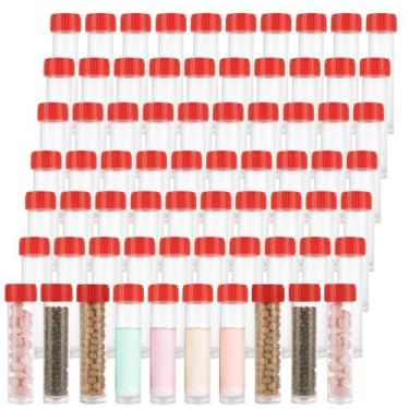 Imagem de LOPYXBR 100 tubos de ensaio de plástico com tampas, frascos de plástico de 30 ml com tampas, tubos de ensaio transparentes de 30 ml com tampas para laboratório, experimentos científicos, armazenamento