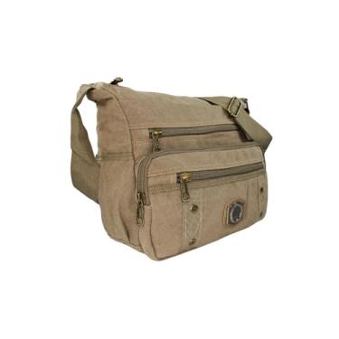 Imagem de Bolsa Carteiro de Lona com Alça Transversal Ajustável Tamanho Grande (Bege)