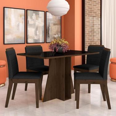 Imagem de Mesa Com 4 Cadeiras Senegal 1,36 Imbuia/preto/preto - Móveis Arapongas