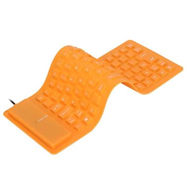 Imagem de Xixian Teclado de Silicone Rolável, Teclado à Prova de Poeira Macia Silencioso 85 Interface USB, Teclado Portátil Dobrável Com Material de Silicone, Leve, Suave Confortável para PC (Laranja)