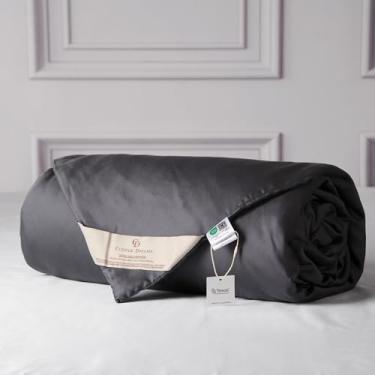 Imagem de CUDDLE DREAMS Edredom leve com enchimento de seda para o verão, capa de edredom removível Tencel para fácil cuidado, naturalmente respirável (cinza aço, solteiro)