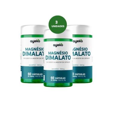 Imagem de 3X Magnésio Malato Dimalato 300mg Puro 60 cápsulas Energia, Foco e Dis