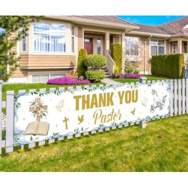 Imagem de Buxiuer Thank You Pastor Fence Banner Pastor Apreciation Month Decoration Church Altar Home Decor