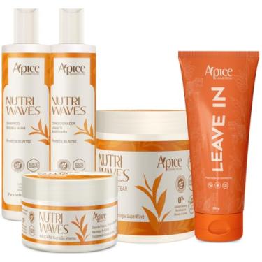 Imagem de Kit Apice Nutri Waves Tratamento Completo 5 Produtos Acidificante Capilar Vegano + Leave In