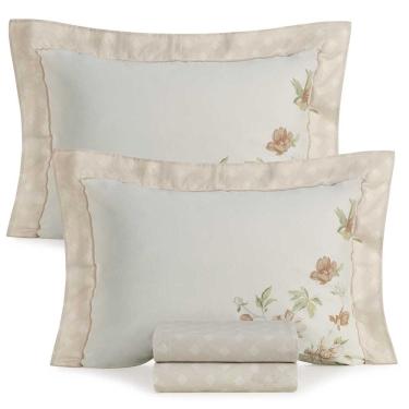 Imagem de Jogo de Cama Casal Lençol 100% Algodão Percal 200 Fios Eloise 4 Peças Karsten