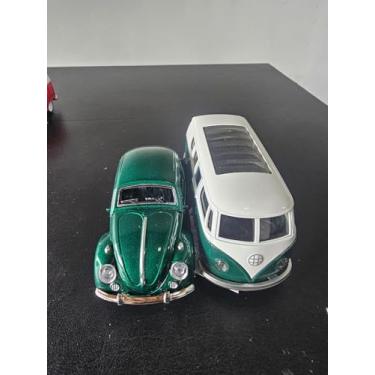 Imagem de Kit Fusc Kombi Miniatura Colecionável Brinquedo Carrinho Metal À fricção Abre Portas (Verde)