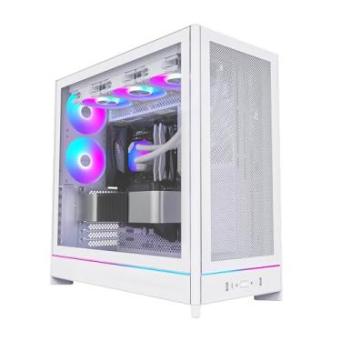 Imagem de MONTECH HS01, ATX Mid-Tower PC Case, PC para jogos, alto fluxo de ar, layout reversível, painel frontal de malha, design de encaixe, painéis sem ferramentas, branco