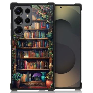 Imagem de WANKBLC Compatível com Samsung Galaxy S25 Ultra, proteção à prova de choque para homens mulheres antiderrapante para Samsung Galaxy S25 Ultra Crazy Pattern Dark Bookshelf Plants Retro Vintage