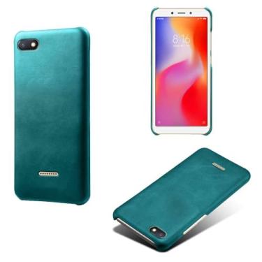 Imagem de Capa para Xiaomi Redmi 6A,Proteção contra quedas,Casca de volta de cor sólida simples,Design de couro de imitação de plástico-Green