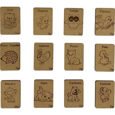 Imagem de Jogo Da Memoria Animais 26 Peças Mdf Alfabetização Infantil