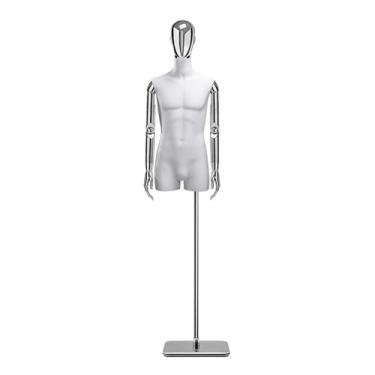 Imagem de Mannequin Manequim masculino de varejo com altura ajustável, base quadrada de metal, braços destacáveis ​​e giratórios e torso de manequim de cabeça