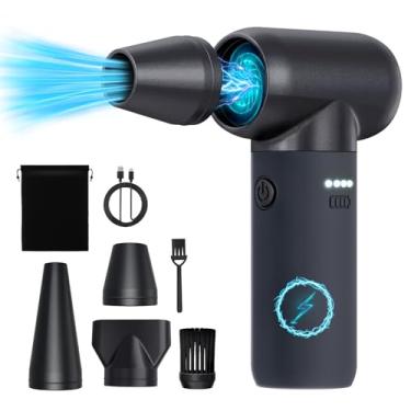 Imagem de Cuteqi espanador de ar comprimido, soprador de ar de poeira elétrico de 180000 rpm, soprador de secador a jato recarregável sem fio de 3 engrenagens, sem espanador de ar enlatado, ventilador