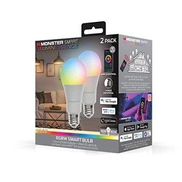 Imagem de Lâmpada LED Monster multicolorida e branca quente, 16.000.000 possibilidades de iluminação, personalizável com aplicativo, compatível com Alexa/Siri/Google Assistant, habilitado para Wi-Fi, pacote com