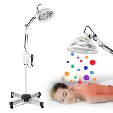 Imagem de TDP Lâmpada de calor mineral infravermelho distante, luz infravermelha distante de 250 W, controle de temporizador de 5 estágios, antiqueima, alivia a dor corporal e facial