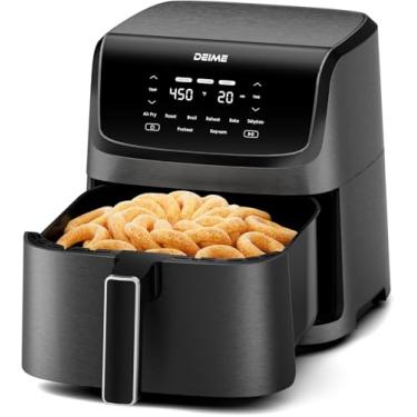 Imagem de DEIME Air Fryer 7,2 QT 1700 W, forno sem óleo, fritadeiras de ar saudável, grande capacidade com 8 predefinições, tela LCD sensível ao toque, cozimento personalizável, cesta antiaderente (preto)