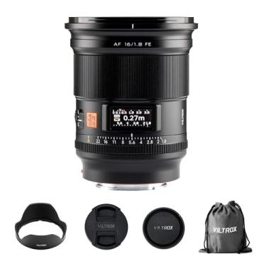 Imagem de VILTROX Lente de quadro completo 16 mm f/1.8 FE para Sony E-Mount, lente grande angular de abertura grande com tela LCD integrada compatível com câmeras Sony E-Mount a6100 a7 a7C a7III a7RIII a7RIV
