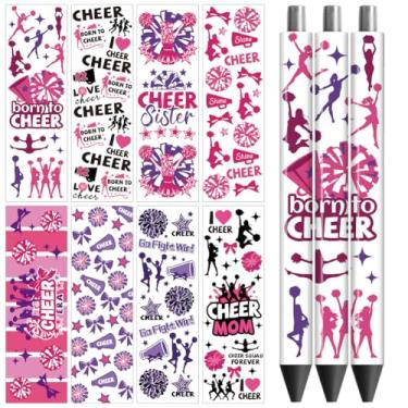 Imagem de Peacoblue Adesivo de transferência UV DTF para caneta Cheering Squad - 48 peças à prova d'água impressão HD UV DTF caneta decalques adesivos para caneta lápis personalizada faça você mesmo artesanato