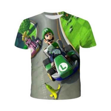 Imagem de Camiseta Infantil De Manga Curta Com Desenho Animado Super Mario Drago