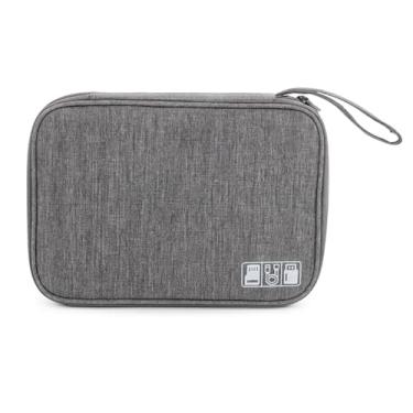 Imagem de Bolsa Case Organizador de Fios Fontes Cabos e Acessórios Repelente à Água com Zíper (Azul)