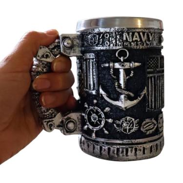 Imagem de Caneca de Chopp Cerveja Marinha Naval Colecionadores Decoração Bar 300 ML Resina e Aluminio