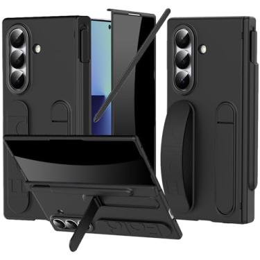 Imagem de YQODSZ Capa com alça de dedo para Samsung Galaxy Z Fold 7 com suporte para caneta S e Stylus, Z Fold 7 capa protetora de tela de privacidade embutida capa de dobradiça capa de pulseira para Z Fold 7