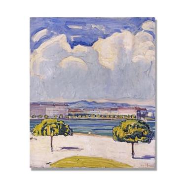 Imagem de Pinturas a óleo famosas, (sem título 14) de Ferdinand Hodler, reprodução impressa em tela, arte de cenário para decoração de sala de estar. Somente tela de 70 x 84 cm - 27,5 x 33,1 pol