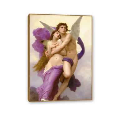 Imagem de SDYJ6GSW Pôster de arte clássica de William Bouguereau decoração de parede famosa pintura a óleo sobre tela figura feminina arte de parede para sala de estar (70 x 50 cm) moldura pronta para pendurar