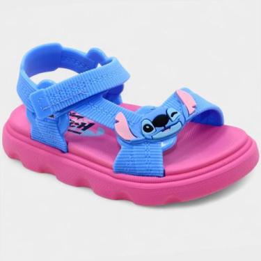 Imagem de Sandália Grendene Kids Stitch Easy Menina - Rosa e Azul, 20/21