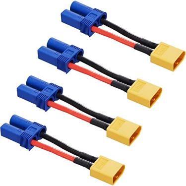 Imagem de ZHOFONET XT60 macho para conector fêmea EC5, adaptador de cabo de extensão XT60-EC5, adaptador de bateria RC com fio de silicone de 5 cm 14AWG para bateria LiPo Micro FPV Drone