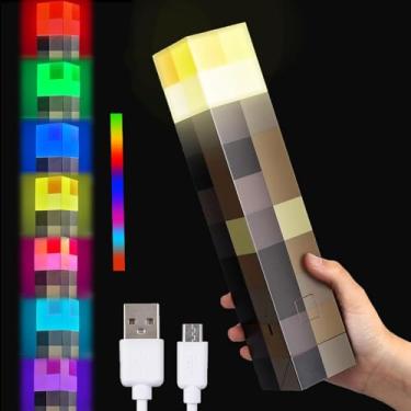 Imagem de Neioaas Luz de tocha de parede iluminada - Luminária de mesa recarregável por USB de 7 cores, lanterna portátil de 28 cm e montável na parede, luz noturna para sala de estar, quarto, sala de jogos