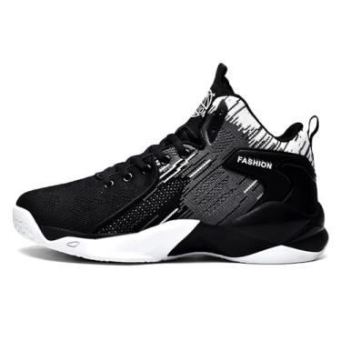 Imagem de WELRUNG Tênis de corrida unissex de cano alto, leve, tecelagem, corrida, basquete, para jovens, Preto, 42 BR