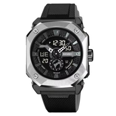 Imagem de Relógio Esportivo Luz Led Masculino Cronômetro Impermeável Multifuncional Prata