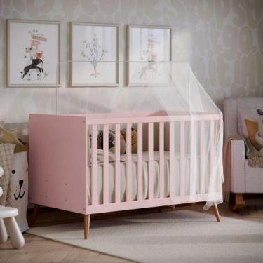Imagem de Berço Americano Retrô Vira Mini Cama Com Grade Removível Rosa - MAXI D