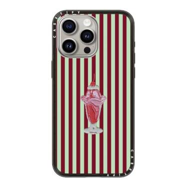 Imagem de CASETiFY Capa compacta para iPhone 15 Pro Max [fina e elegante/compatível com Magsafe/1,2 m. 2X proteção contra quedas de grau militar] - Sundae listrado - preto transparente