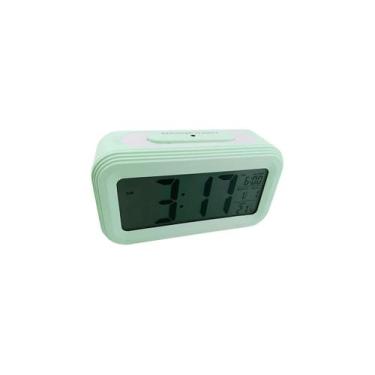 Imagem de Relógio LED Digital Despertador 14cm Colorido - Aliança, Verde