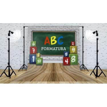 Imagem de Fundo Fotográfico em Tecido Formatura Escola Quadro Caixas - 150x170cm