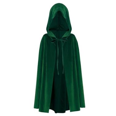 Imagem de Bskifnn Hooded Cloak Vampire Costume Witch Costume for Man and Women Witch Cloak for Halloween, Cosplay, Role Play 27.5Inch (Dark Green, 43.5Inch)