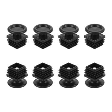 Imagem de DTGN Pés niveladores ajustáveis de 30 x 30 mm (C x L) - 8 conjuntos - Bom para móveis - Kit de inserção quadrada ajustável para móveis - Preto