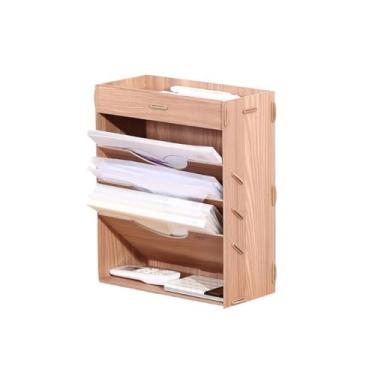 Imagem de Organizador de arquivos de mesa Porta-documentos, organizador de correspondência, porta-revistas, arquivo, bandejas para cartas(Natural)