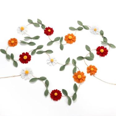 Imagem de Janinka Faixa de margarida de feltro de lã, decorações de festa de margarida, guirlanda de flores silvestres, decorações de 1º aniversário, lembrancinhas de festa de casamento de berçário para meninas
