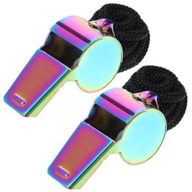 Imagem de Molain Apito esportivo de aço inoxidável com cordão, apito de professor de treinador de metal, apito colorido para mochila, apito de esportes de emergência, adequado para treinador, árbitro