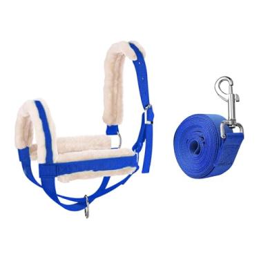 Imagem de menolana Cabresto de vaca com corda de guia Barn Essential Supply Acessórios multifuncionais mostrando freio de touro Cabresto de gado para bezerro para cavalo, Blue L