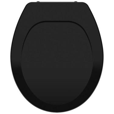 Imagem de Assento Sanitário Oval Universal Tupan Preto  Tampa de Vaso Convencion