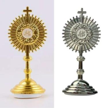Imagem de Kit 2 Mini Resplendor Ostensorioutsa Santissimo JHS - PURUS, Prateado 