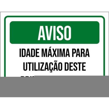 Imagem de Kit 3 Placas Aviso Idade Máxima Utilização Brinquedo 9 Anos