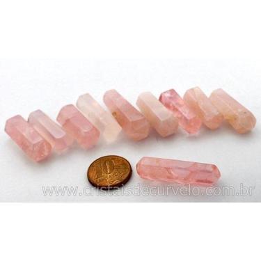 Imagem de 10 Pedras de Quartzo Rosa Bi Terminado Lapidado Tamanho 2.5 cm - Crist