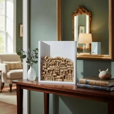 Imagem de Quadro Porta Rolhas de Vinho Champanhe Tampinhas Decorativo Branco Laca