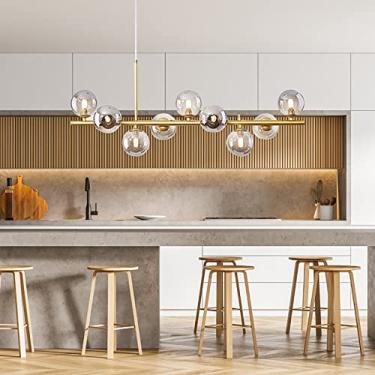 Imagem de Lustre de vidro de meados do século, moderno, pendente de LED, para cozinha, sala de jantar, sala de estar, 33 x 9 polegadas, 83 x 24 cm