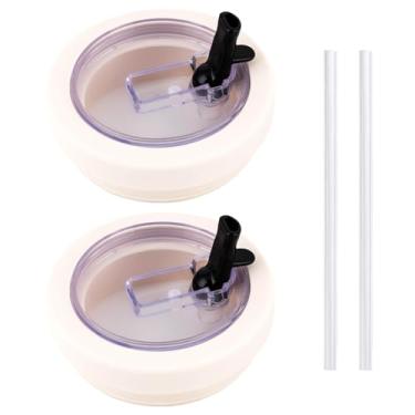 Imagem de Substituição de tampa de canudo flip de silicone compatível com copo de viagem HydroJug de 947 ml, compatível com copos de viagem Hydro Flask de 940 ml e 1,134 g. Cor creme, pacote com 2.