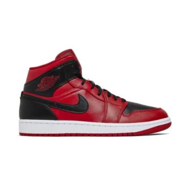 Imagem de Nike Tênis masculino Air Jordan 1 Mid, Vermelho/preto/branco, 48